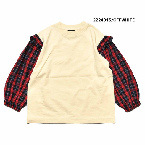 【130~150】★NEEDLEWORKS★天竺袖ローンチェックロンT(2224013j)